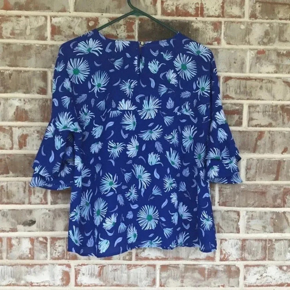 Liz Claiborne Floral Double Ruffle Sleeves Blouse - Picture 8 of 9